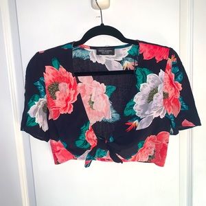 Floral Zara front tie crop top